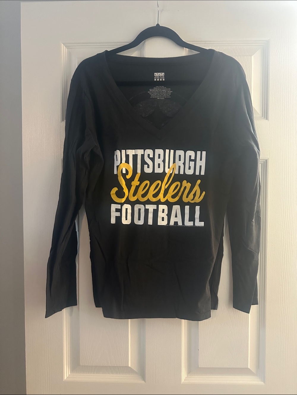 Junk Food Clothing Black Pittsburgh Steelers Football Long Sleeve Tee